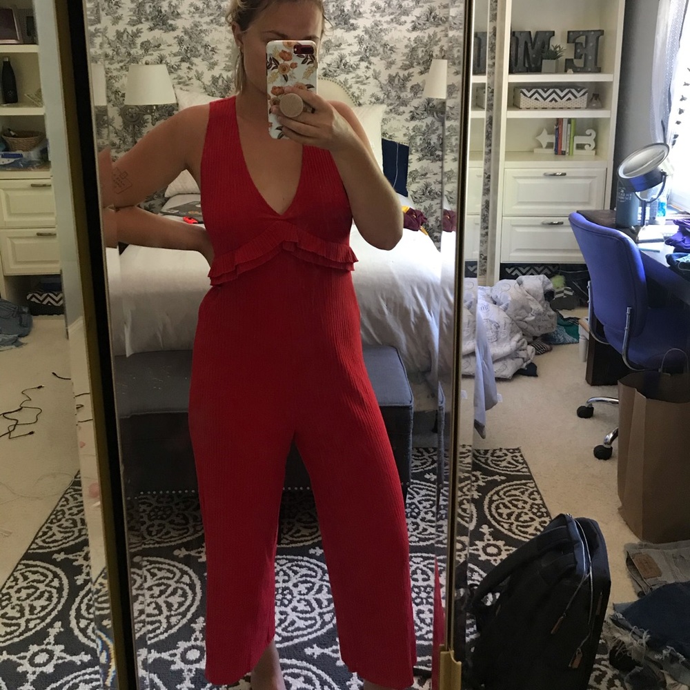 Zara Red Jersey Jumpsuit
